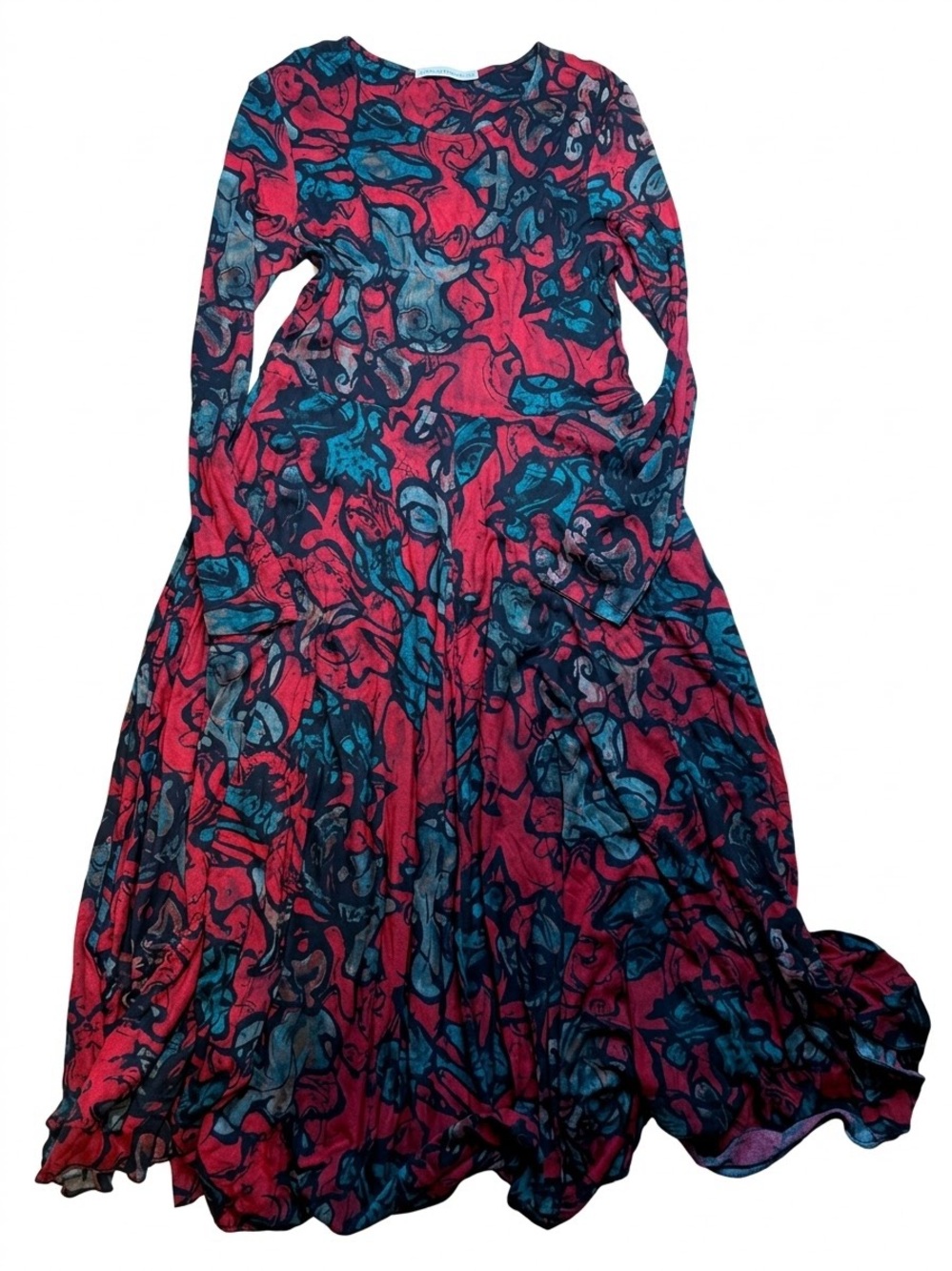 Peruvian Connection Pima Cotton Jersey Long Sleeve Maxi Dress sz M